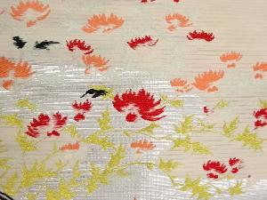アンティーク　絽草花模様織出し名古屋帯
